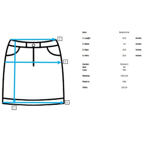 Vintage Bedford Fair Womens Long Denim Skirt 8A Modest Slit Western Blue - Picture 7 of 7